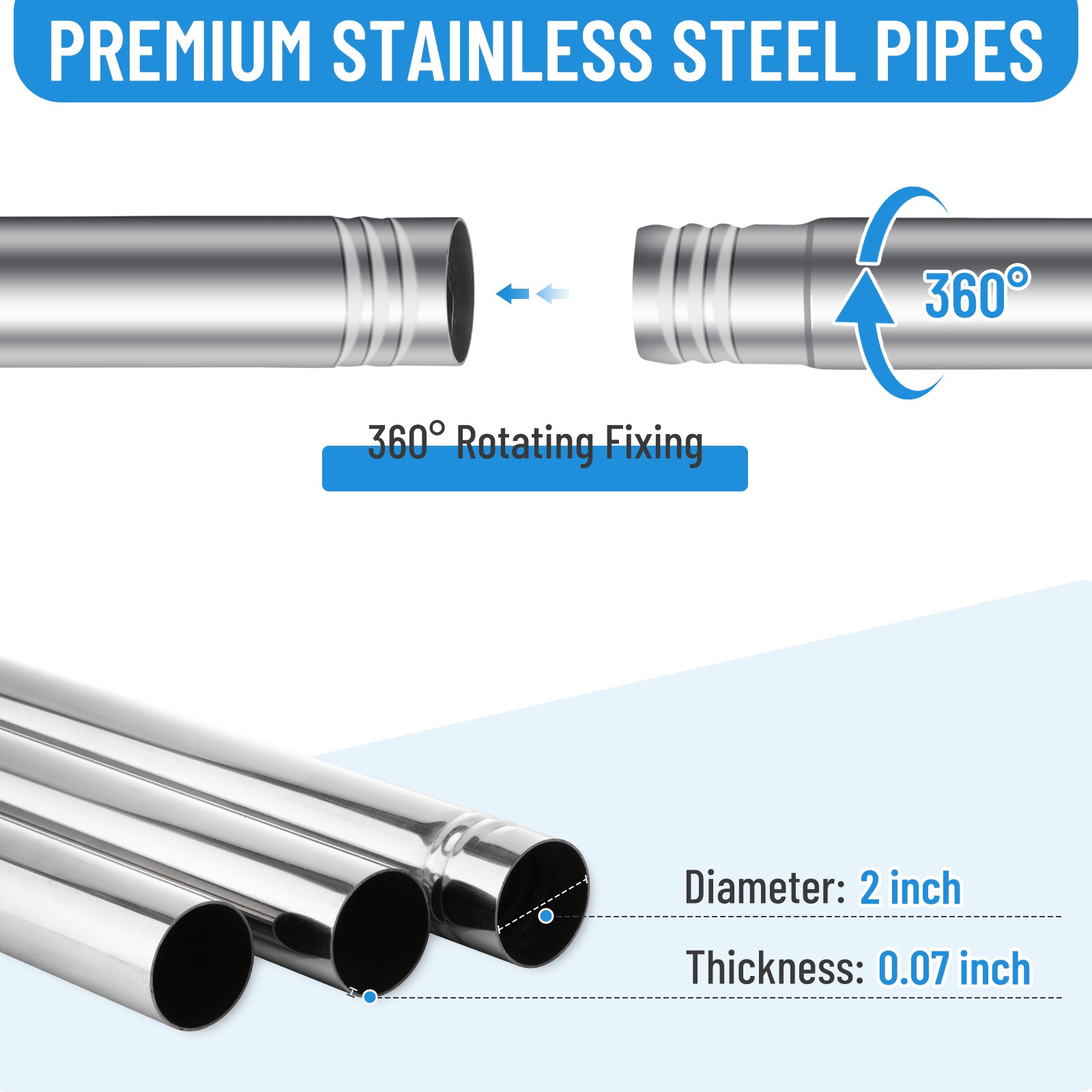 10ft Adjustable Stainless Steels RV Ladder Pole Mount Kit For Starlink Gen 3