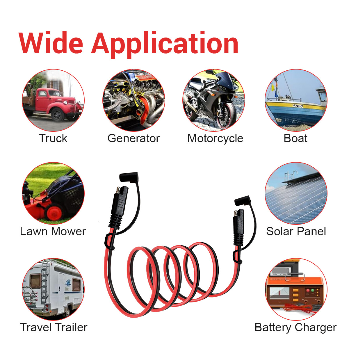 16AWG/14AWG Extension Cord SAE To SAE Battery Cable Tender Terminal Connector