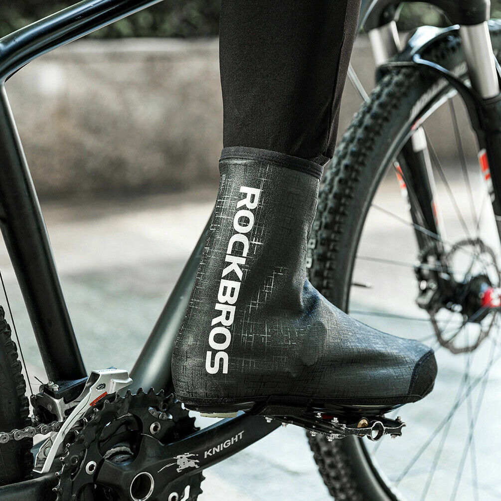 ROCKBROS Cycling Shoe Covers Winter Warm Windproof PU Protector Overshoes Black