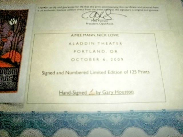 Tower Records Aimee Mann/Nick Lowe Concert Poster 2009 Limited