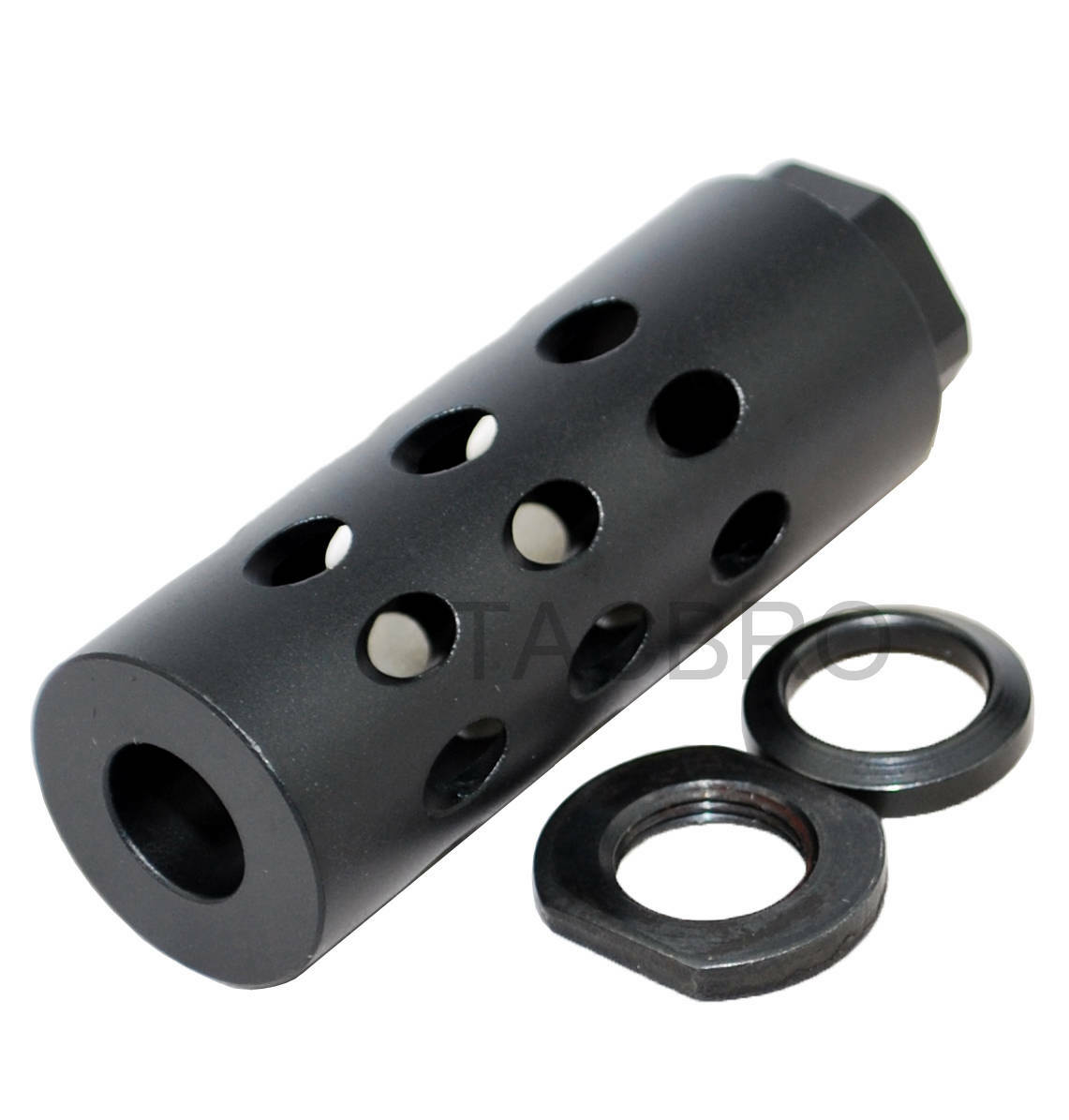 9MM Black Aluminum 1/2"x28 Muzzle Brake w/ Crush Washer & Jam Nut