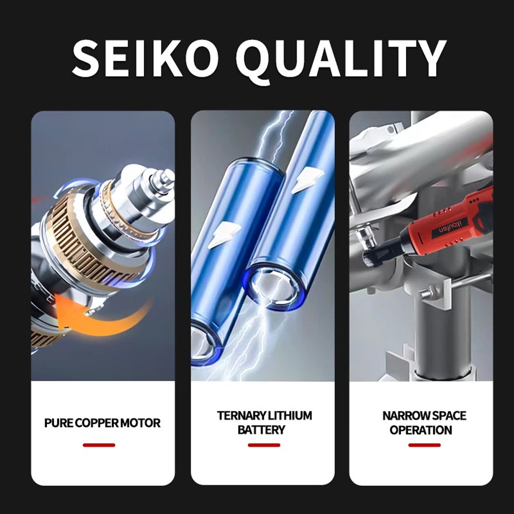 Cordless Ratchet 3/8\" Right Angle Wrench Impact Power Tool /2Battery 4Socket B4