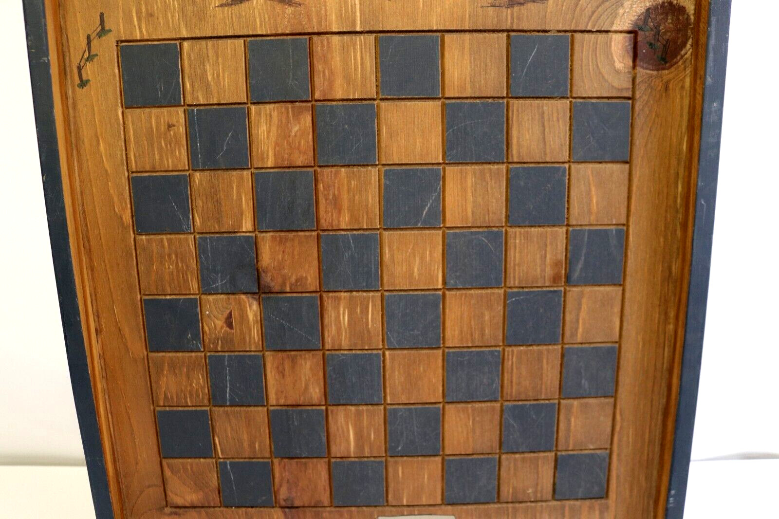 Vintage Handmade Amish Wall Art Checker Board Home Decor Country Farm Wood