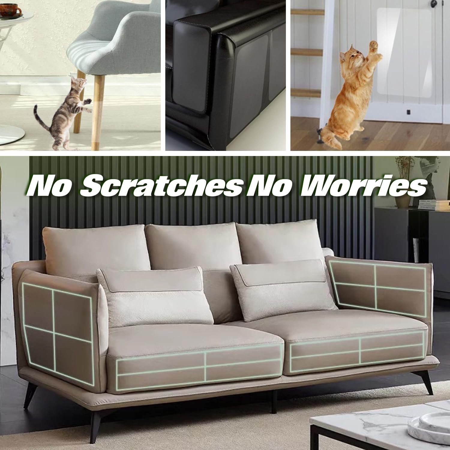 12 Pack Self Adhesive Cat Scratch Furniture Protectors Anti-Scratch Couch Guards
