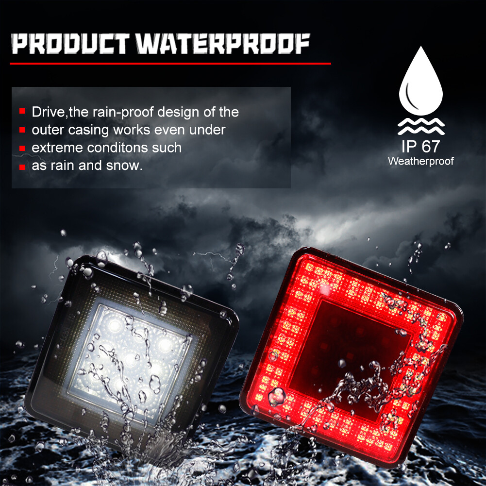 LED Run/Brake/Reverse Towing Hitch Cover Light for Class III 2" Trailer Receiver