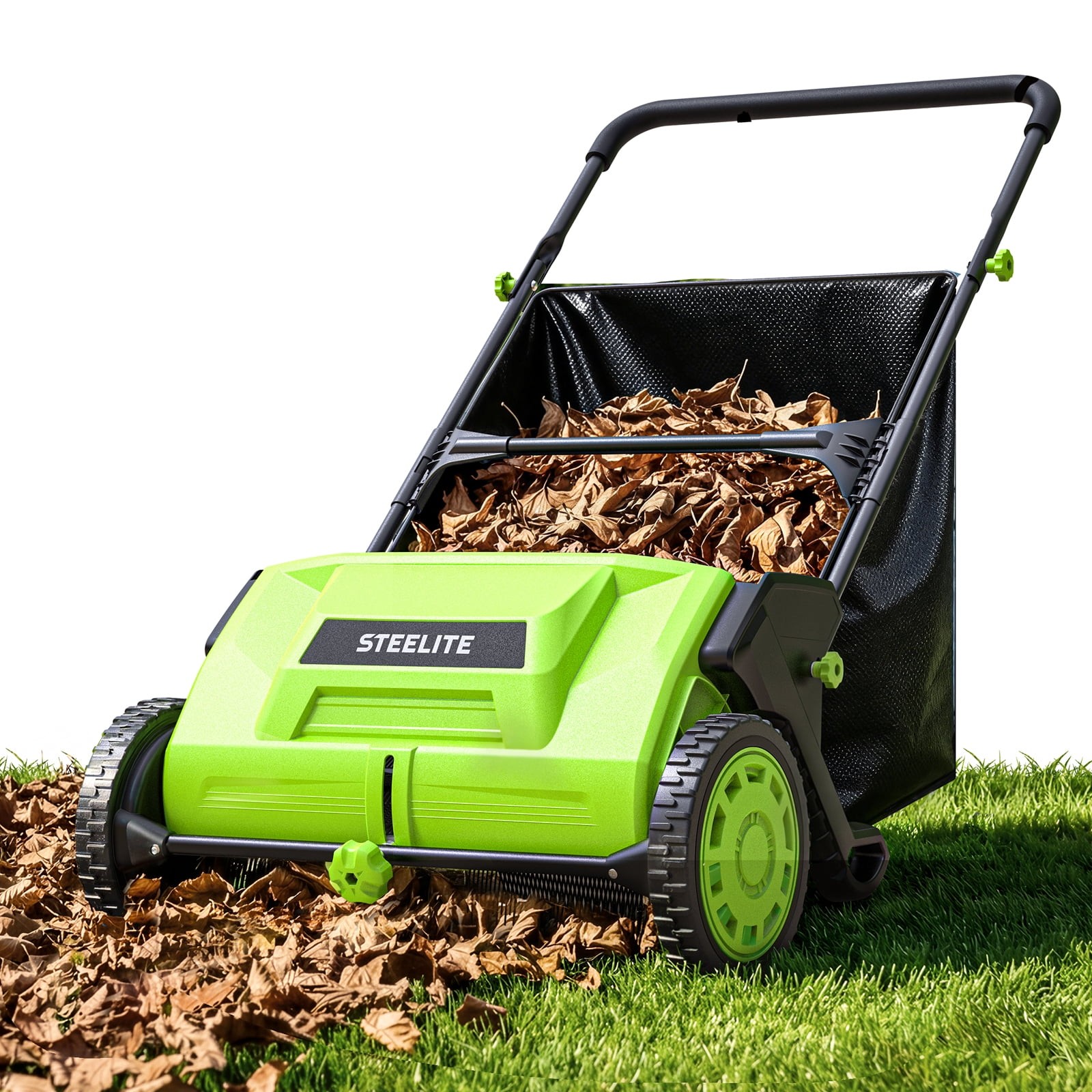 Steelite Push Lawn Sweeper 21" Leaf Sweeper with Large 3.6 Cu FT Collection Bag
