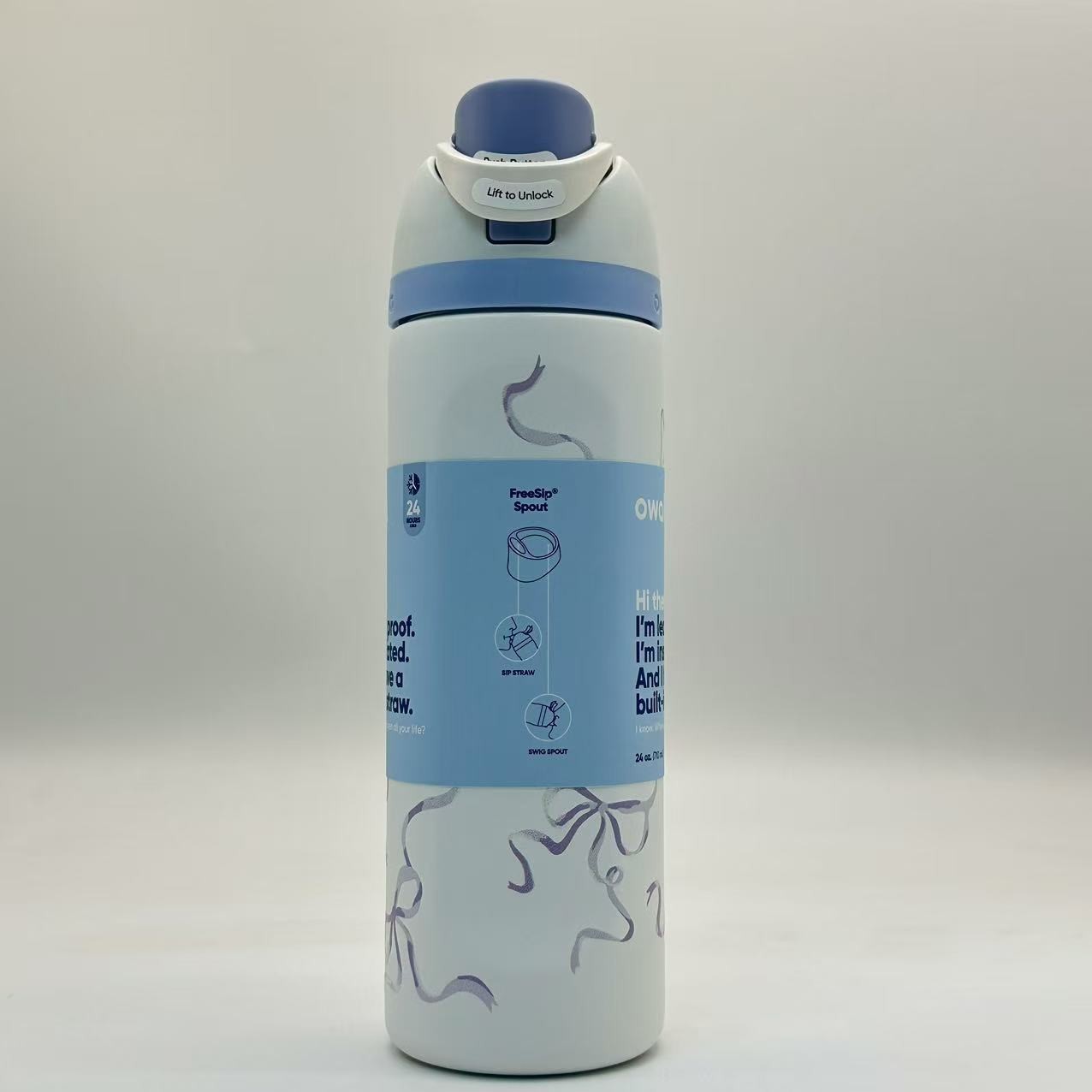24 oz Owala Urban Outfitters Exclusive Tied 3D Printing FreeSip Blue Bow Bottle