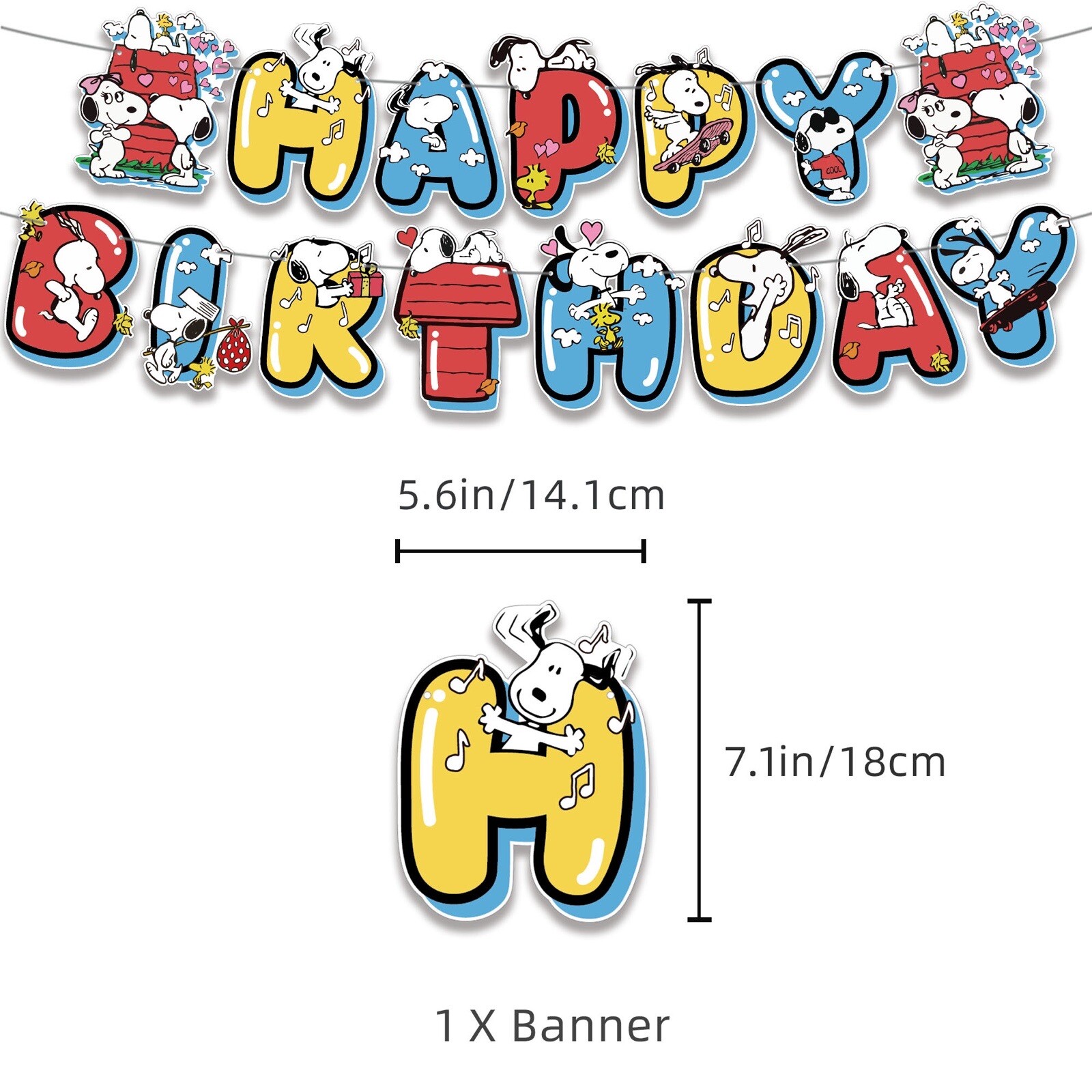 Snoopy Birthday Party Supplies Set with Balloons and Banner