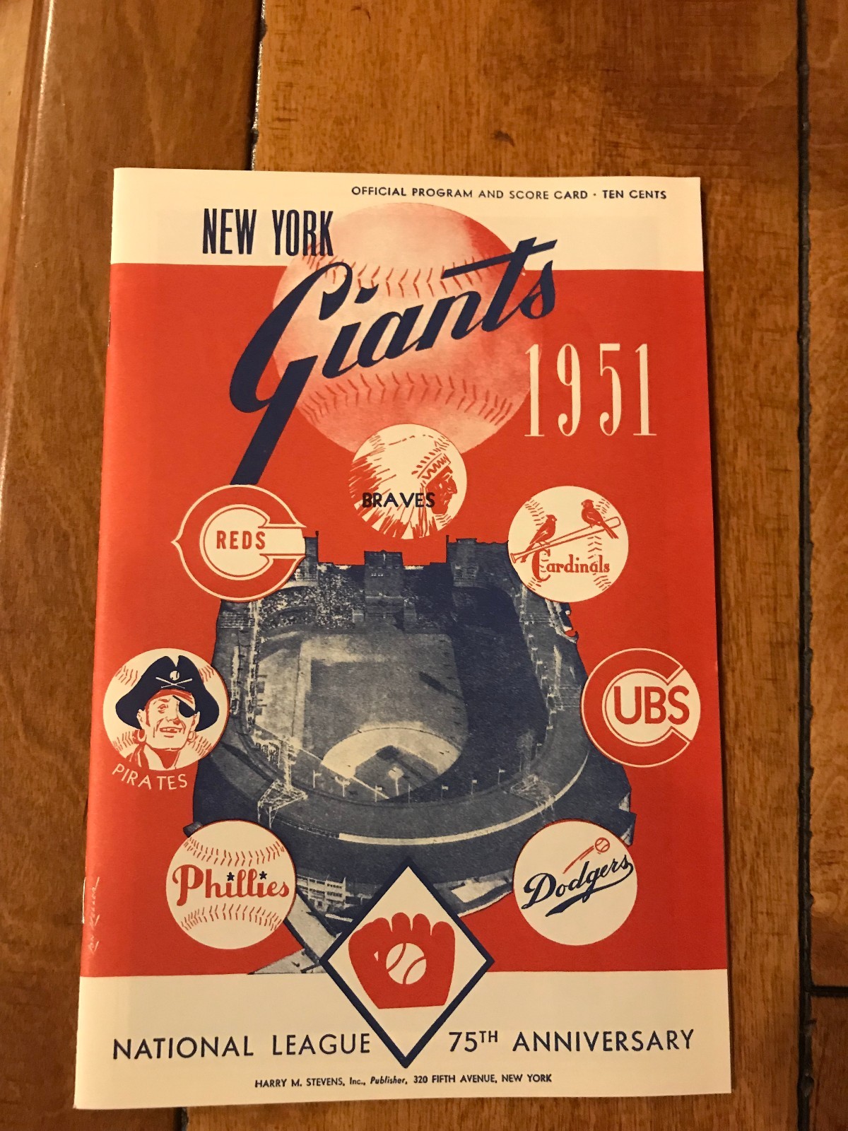 1951 New York Giants Game program The Shot Heard around World Reproduction LOA