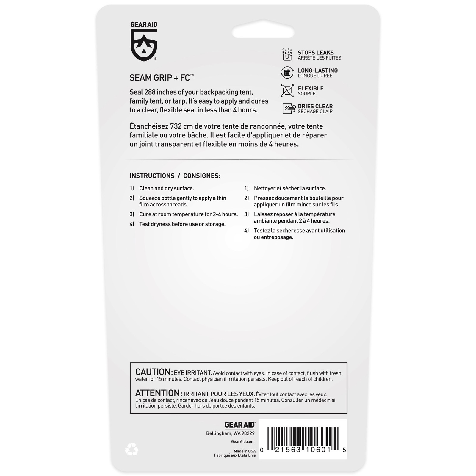 Gear Aid Seam Grip FC Fast Cure Seam Sealant 2oz Waterproof Tents Tarps (2-Pack)