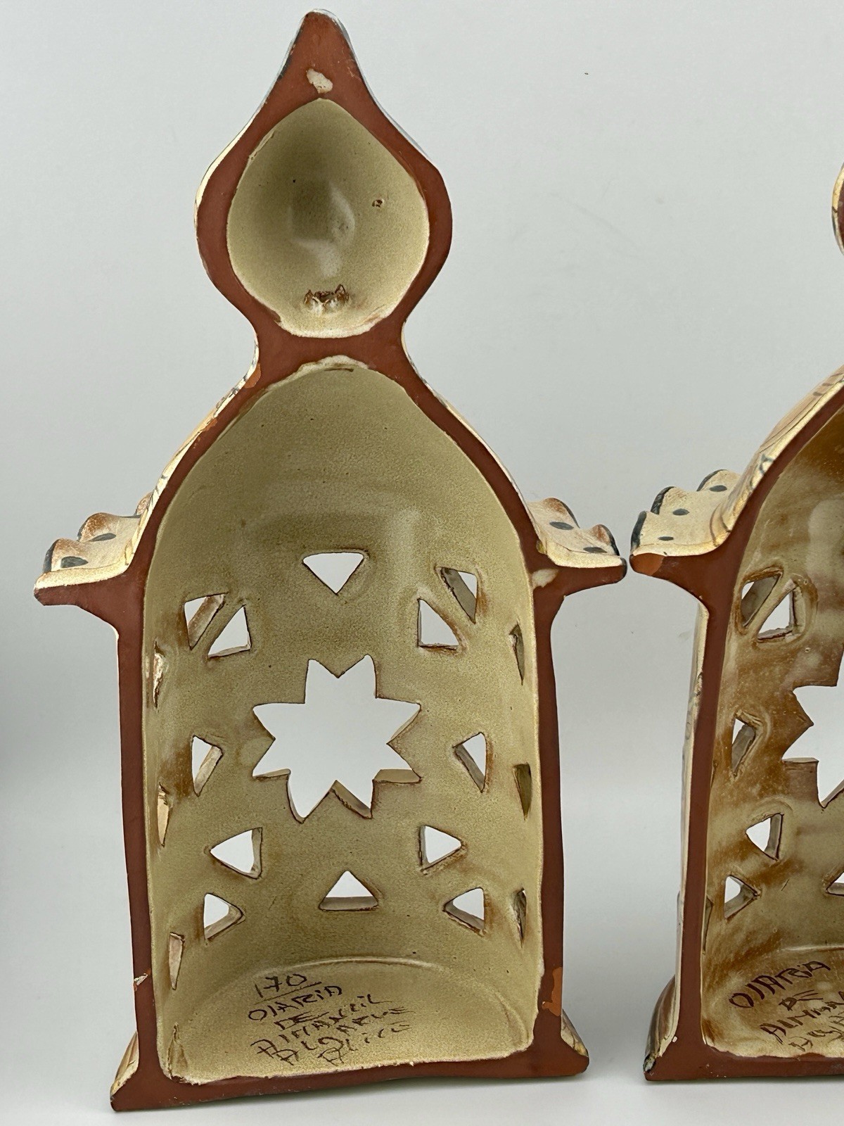 Vintage Portuguese Algarve Olaria de Almancil Pierced Ceramic Wall Lantern Alice
