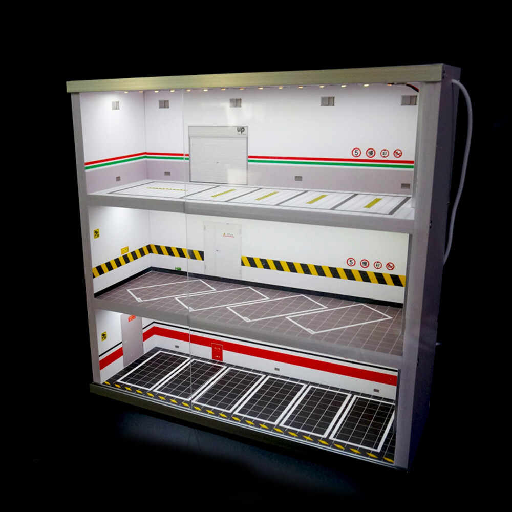 Diecast Model Car Display Case &LED Light For 1:64 3-Layer Model Display Cabinet