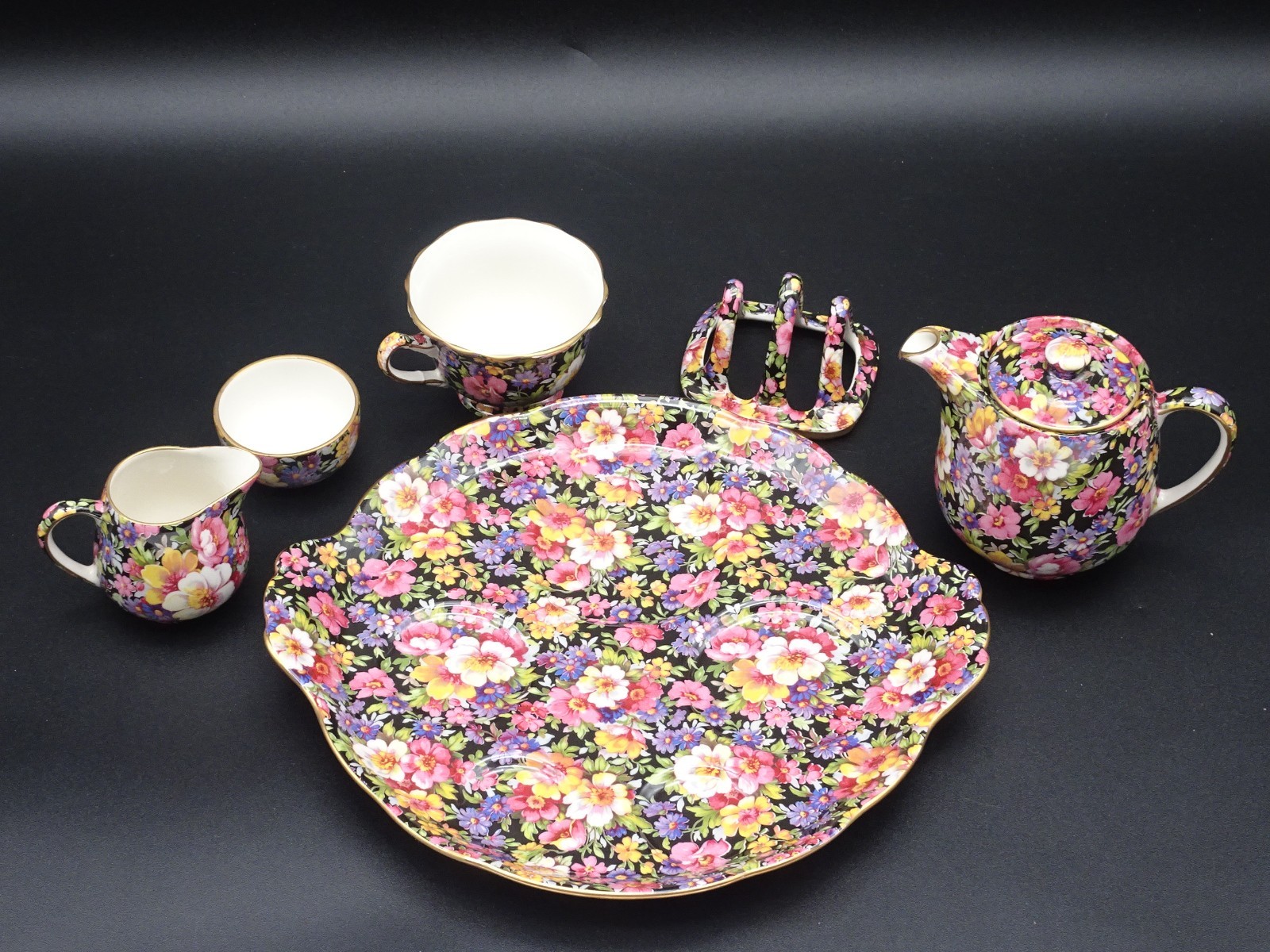 JAMES KENT STAFFORDSHIRE "LYDIA" CHINTZ BREAKFAST SET 100TH ANNIVERSARY EDITION