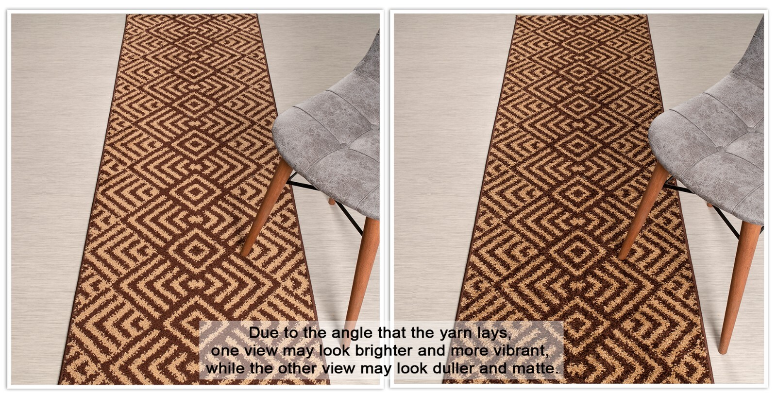 Custom Length Stair Hallway Runner Rug Non Slip Backing, Chevron Brown