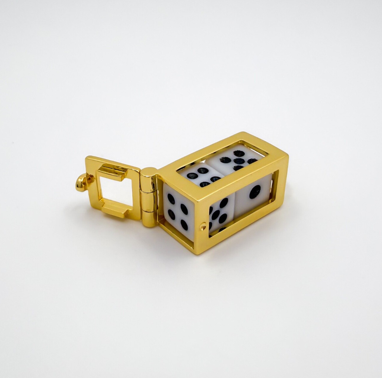dice cage vintage charm 3D pendant gold plated | articulated charm