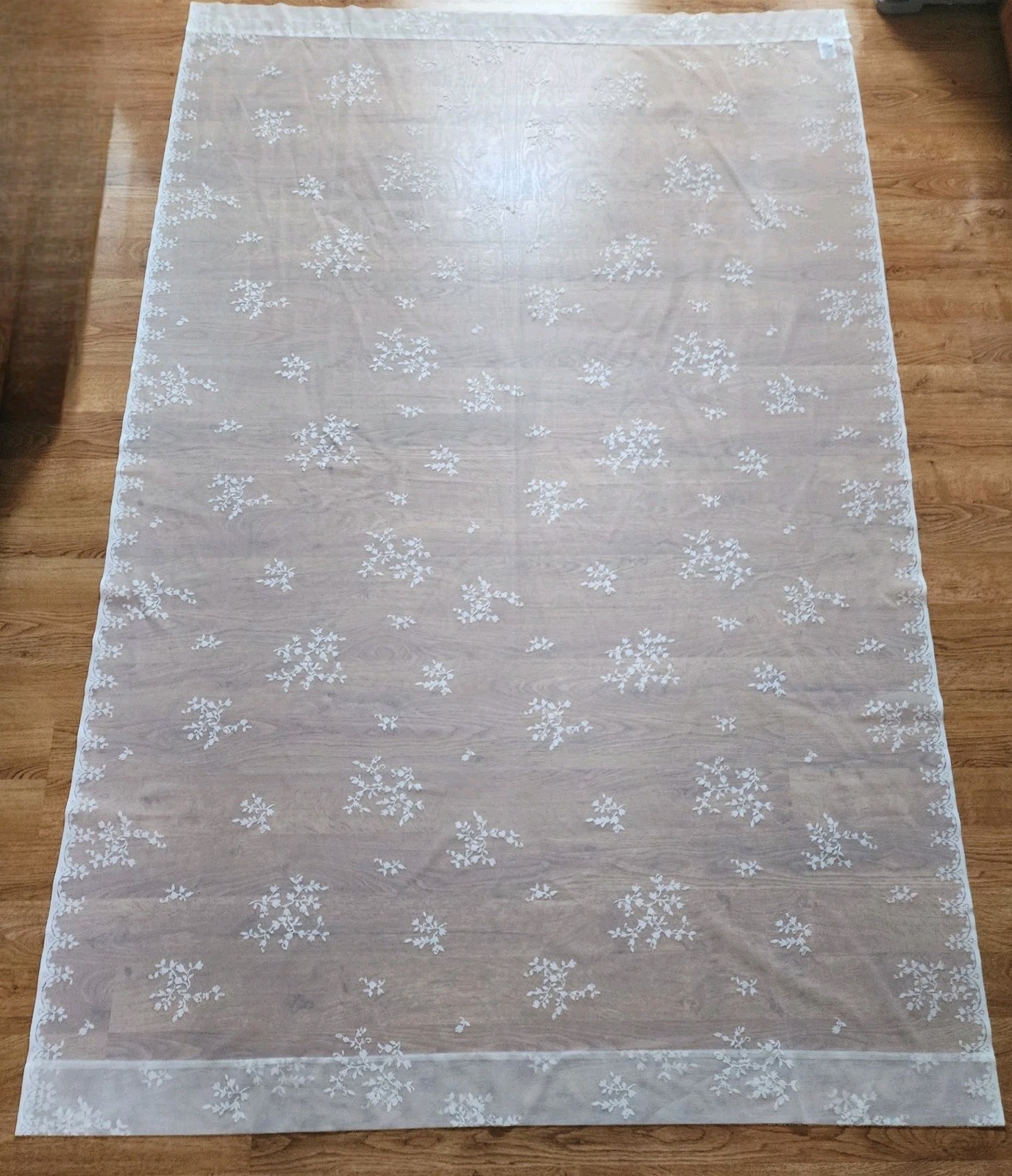 Vintage Pair Floral Lace Curtain Panel Cottagecore Sheer Window Covering READ