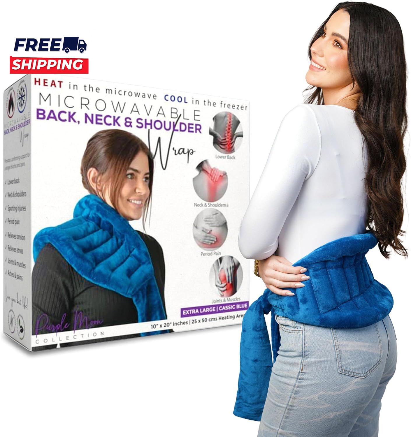 Microwavable Heating Pad for Back Pain Relief  Moist Heat Pack for Neck & Should