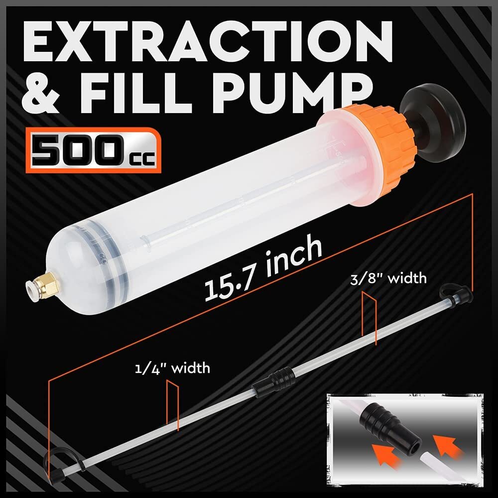 HORUSDY 500CC Fluid Extractor Automotive Oil Extractor Syringe Pump Manual