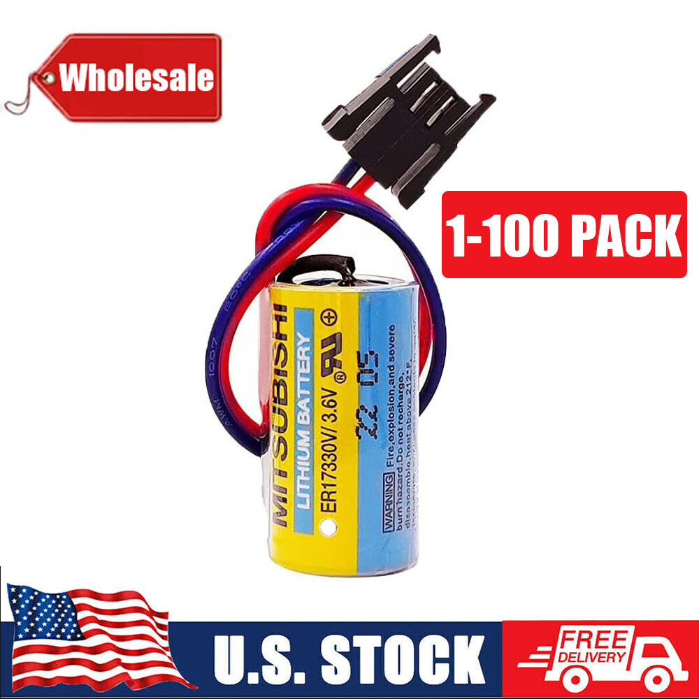 LOT (1-100 Pack) Mitsubishi A6BAT ER17330V/3.6V Size 2/3A PLC LI-ion Battery US