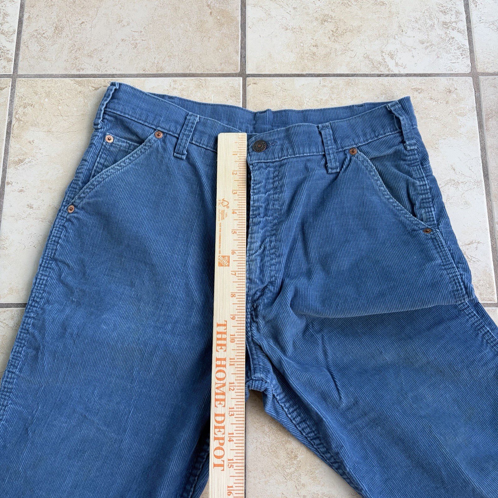 Vtg Levi’s Pants Mens 32x30 Blue Corduroy Bell Flare Buckle Back 70s Talon Zip