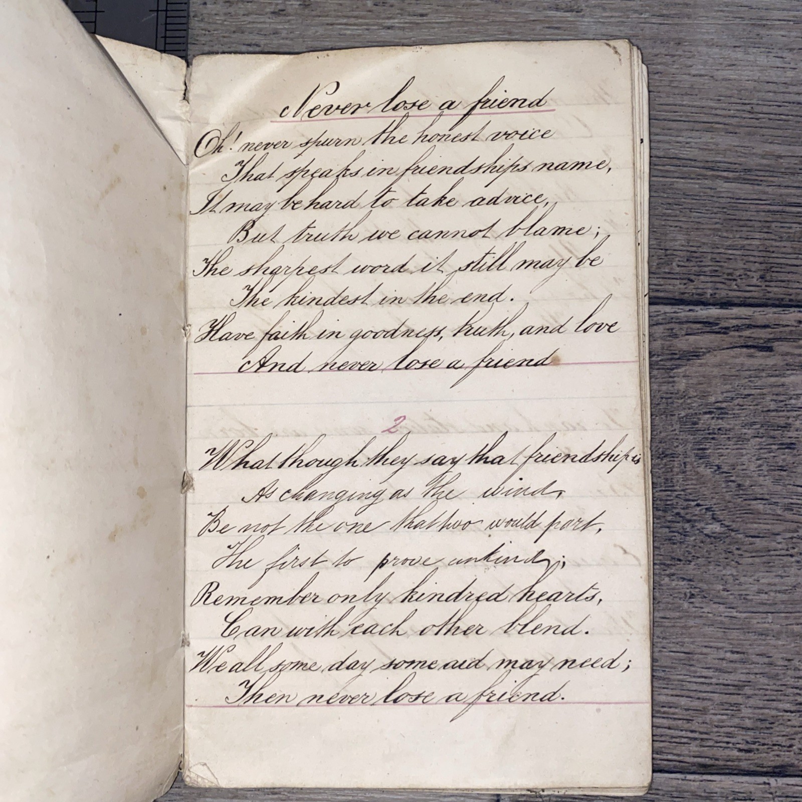 Antique Victorian Book of Handwritten Poetry c1873