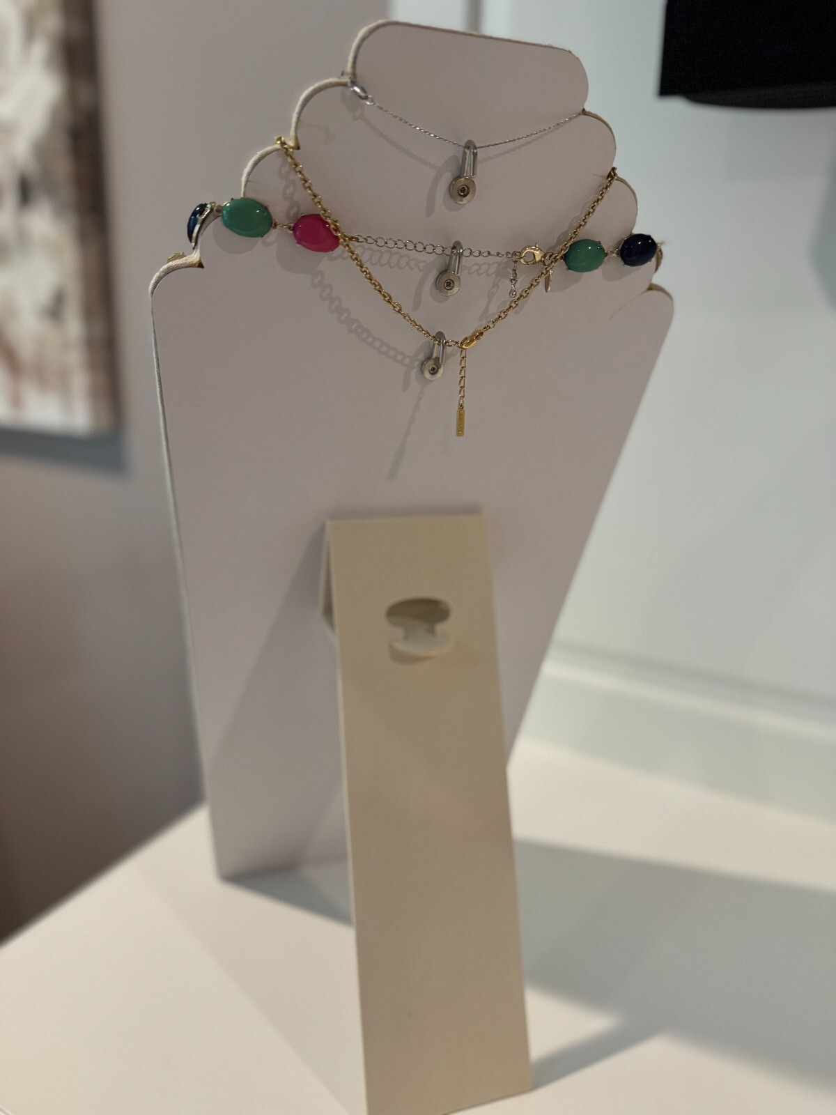 Jewelry Necklace Easel Burlap Display Stand - NEW