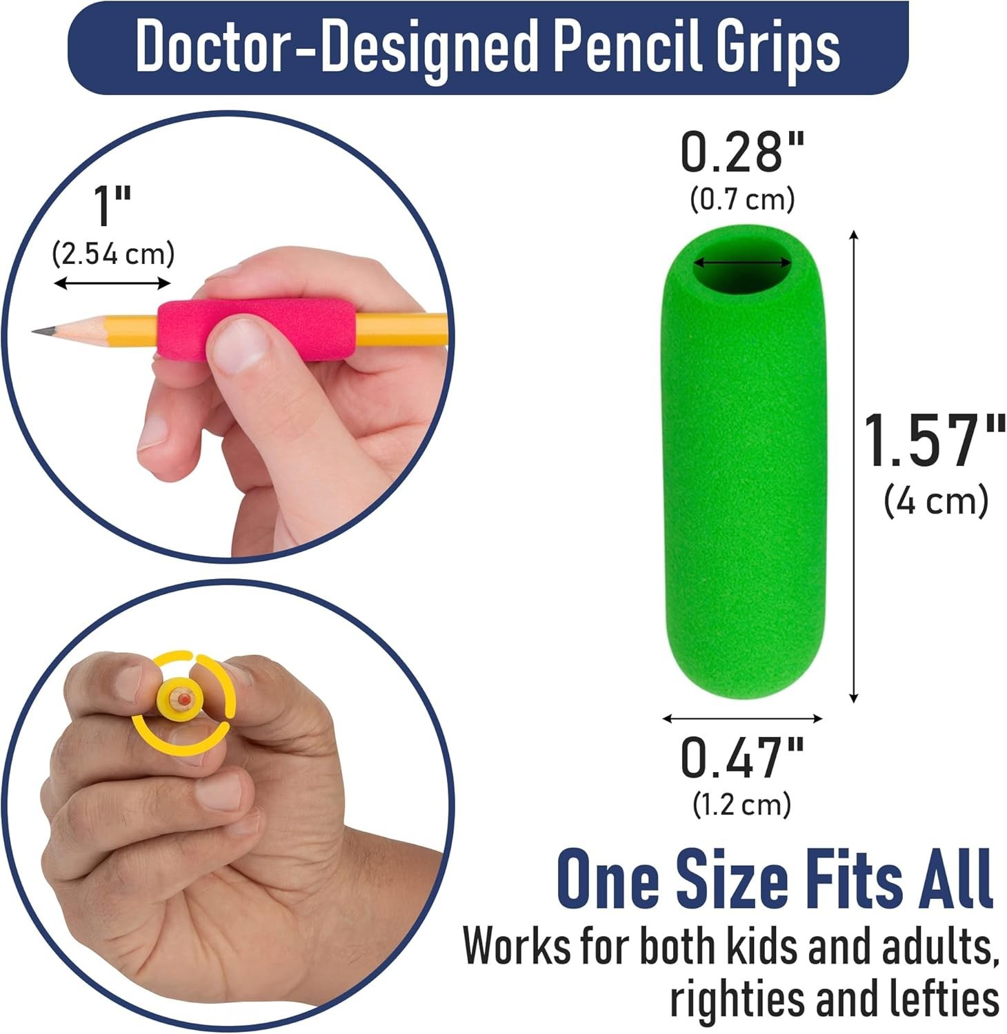 Ergonomic Pencil Grips 12 Pack Assorted Colors for Left & Right-Handed Use