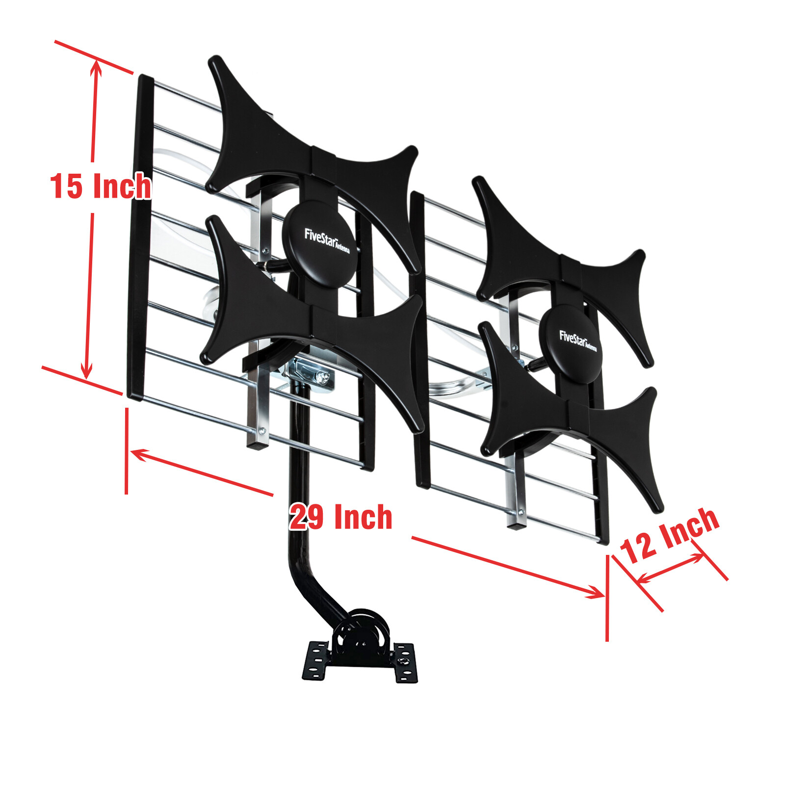 Amplified HDTV Antenna 200 Mile 4K 1080P UHF VHF Indoor Outdoor FM + Cable/Pole