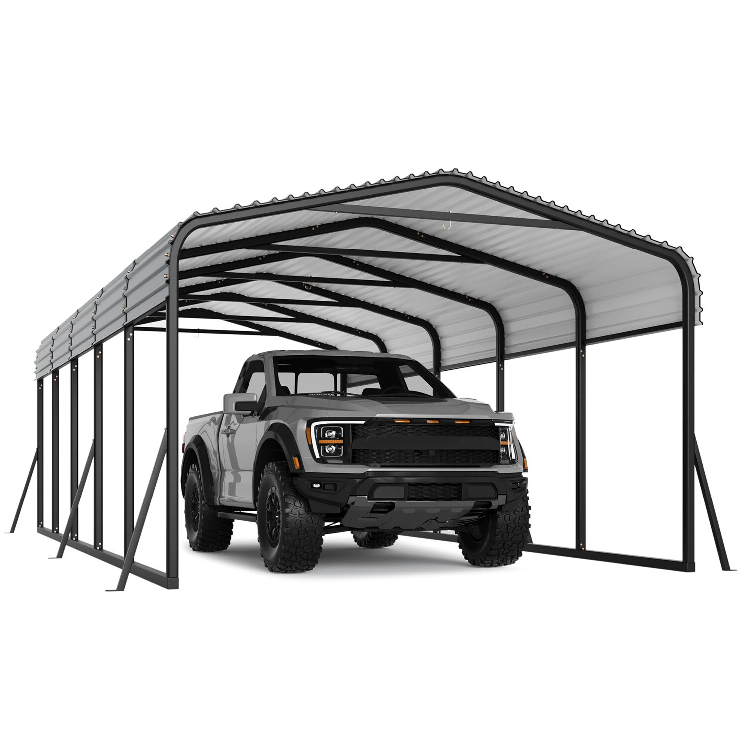 12FTx24FT Metal Carport Kit with Galvanized Steel Roof for Car Tractor