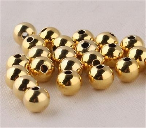 50Pcs NEW AUTHENTIC 14K Yellow Gold Bead Perfect 3mm Lucky Loose Beads For DIY
