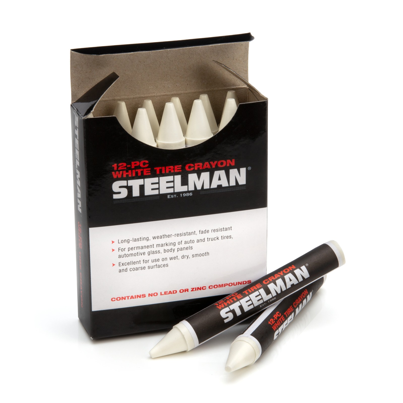 Steelman White Tire Marking Crayons, Box of 12 00063
