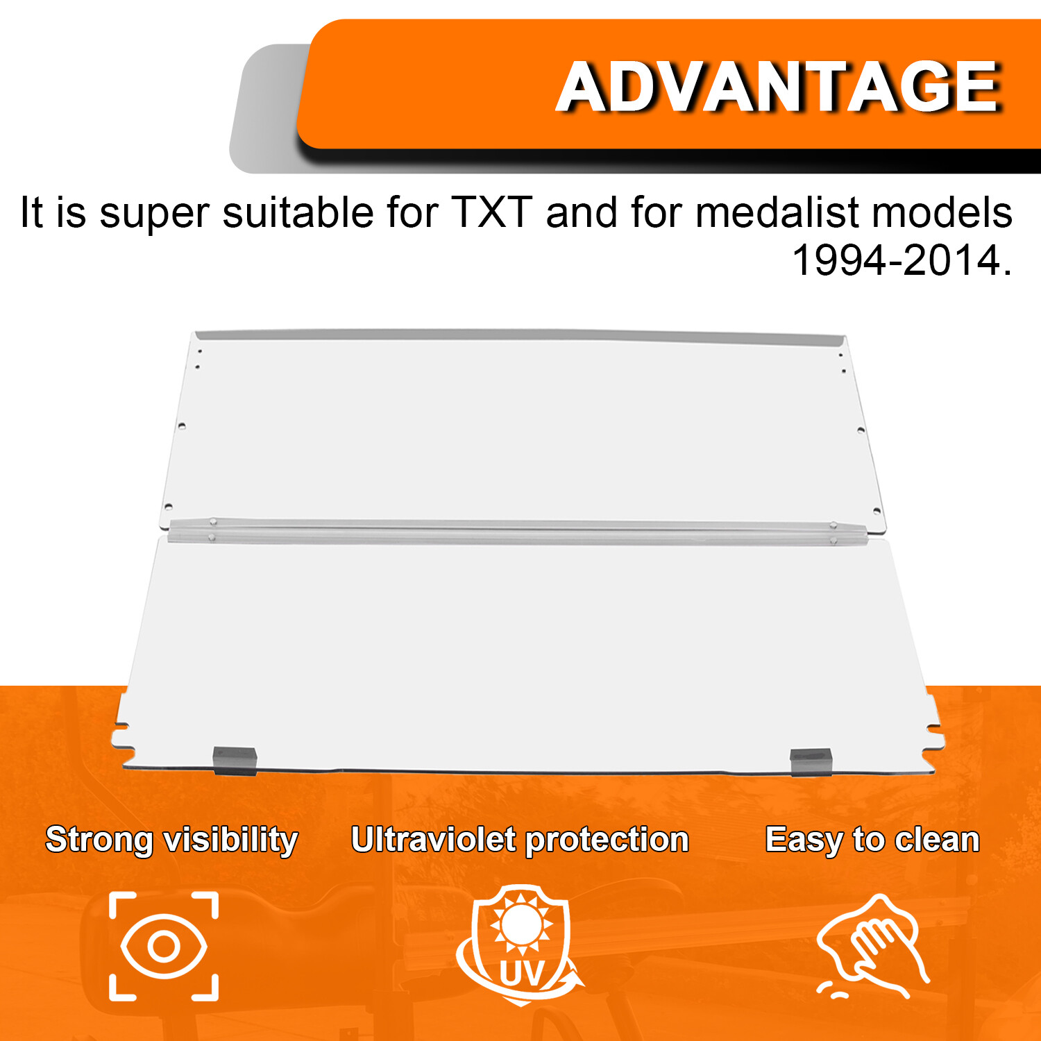 For 1994-2014 EZGO TXT & Medalist Folding Fold Golf Cart Clear Windshield