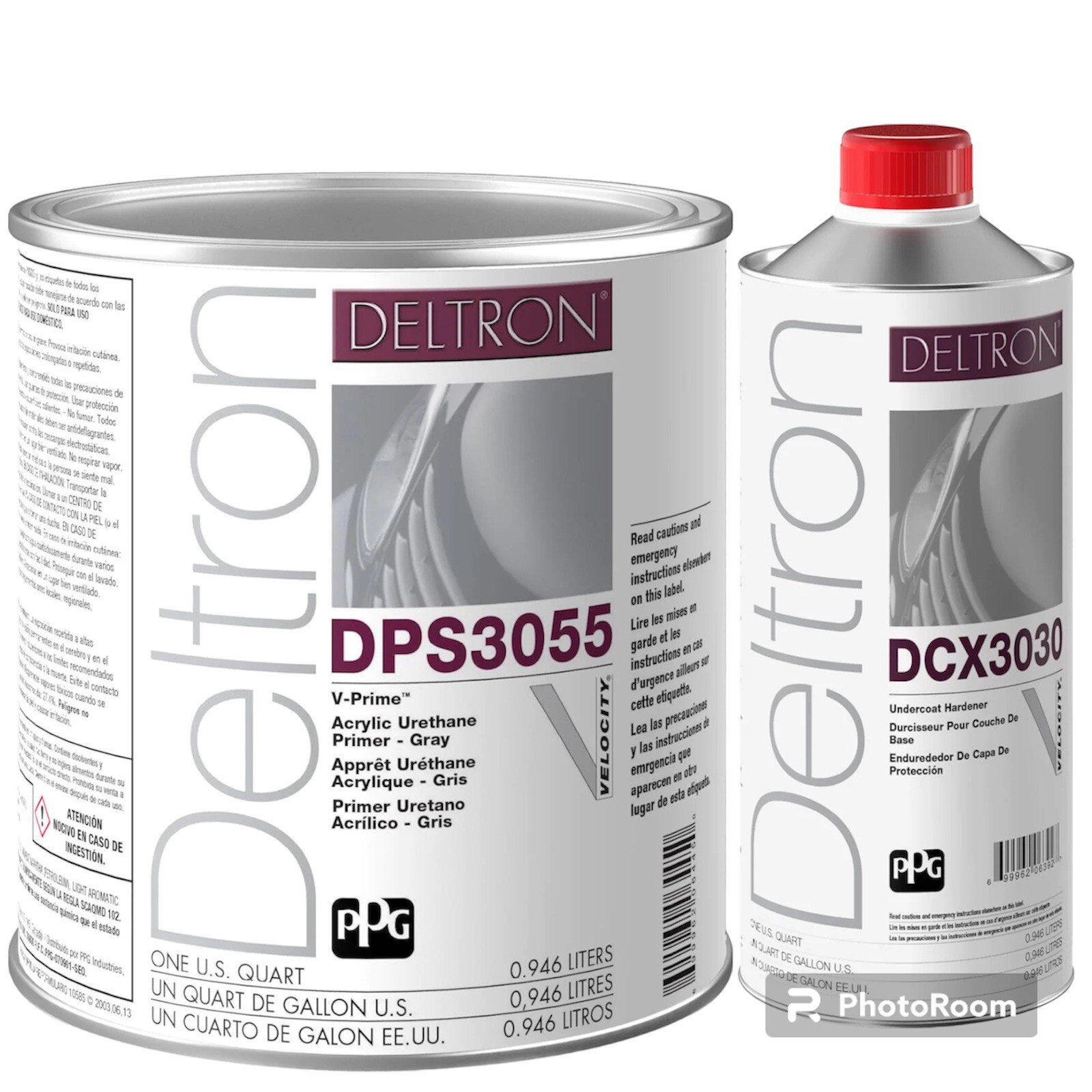 DPS3055 Deltron PPG Acrylic Urethane Primer Gray Gallon & DCX3030 Hardener Qt
