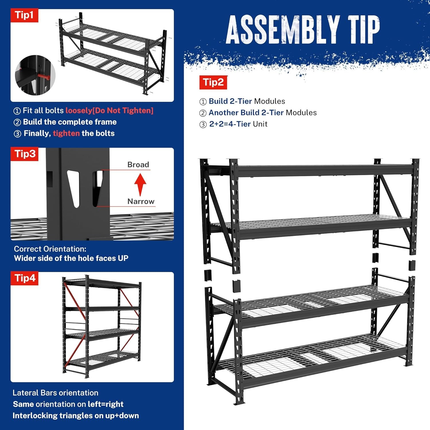 WORKPRO 77" 4-Tier Heavy Duty Storage Rack Industrial Shelving 6400LBS Capacity