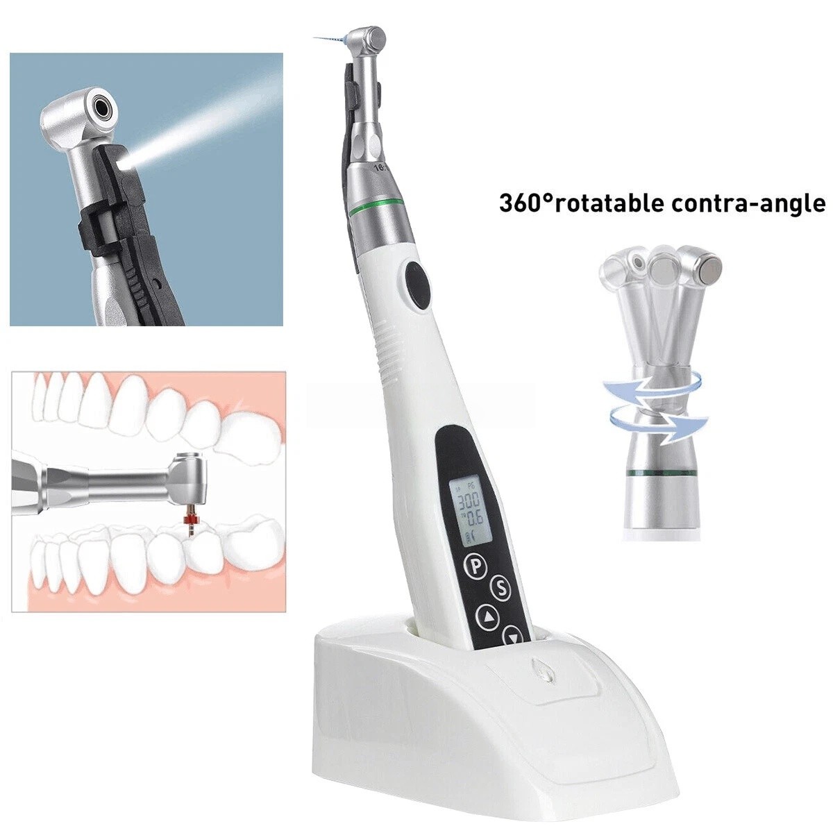 Dental Cordless LED Endo Motor 16:1 Contra Angle/Apex Locator Root Canal Finder