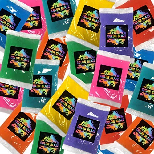 Color Blaze Colored Powder (25 Packets, Assorted Colors) Holi Fun Run Color War