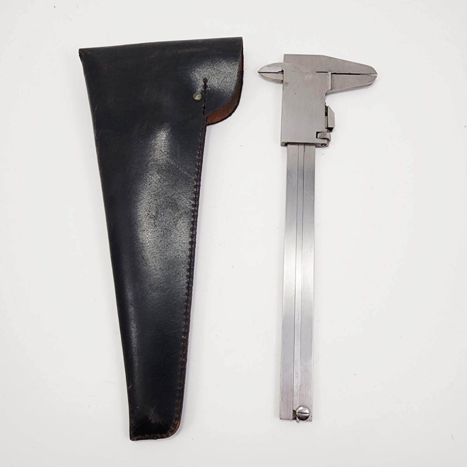 Vtg Craftsman 40163 DJ Stainless Steel Caliper Tool West Germany w/ Leather Case