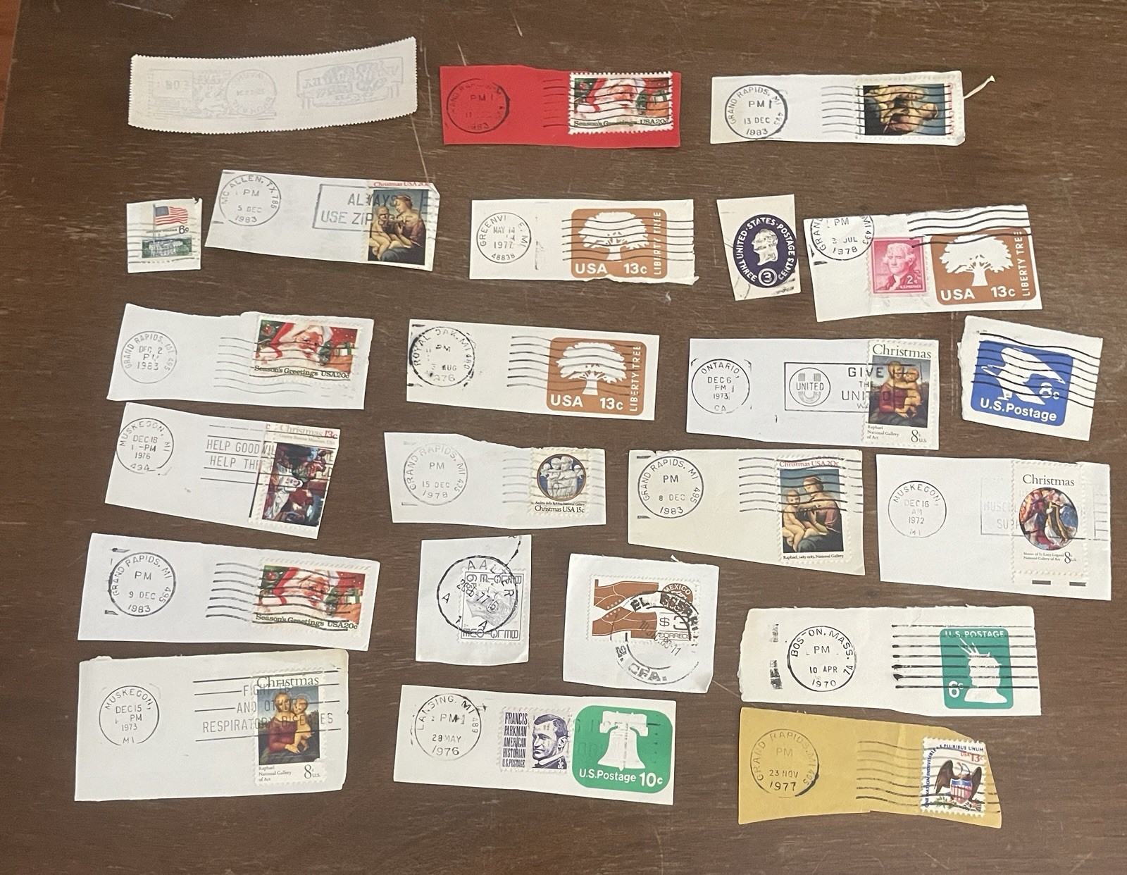 US Stamps Large Lot Postmarks Most On Paper Varying Years