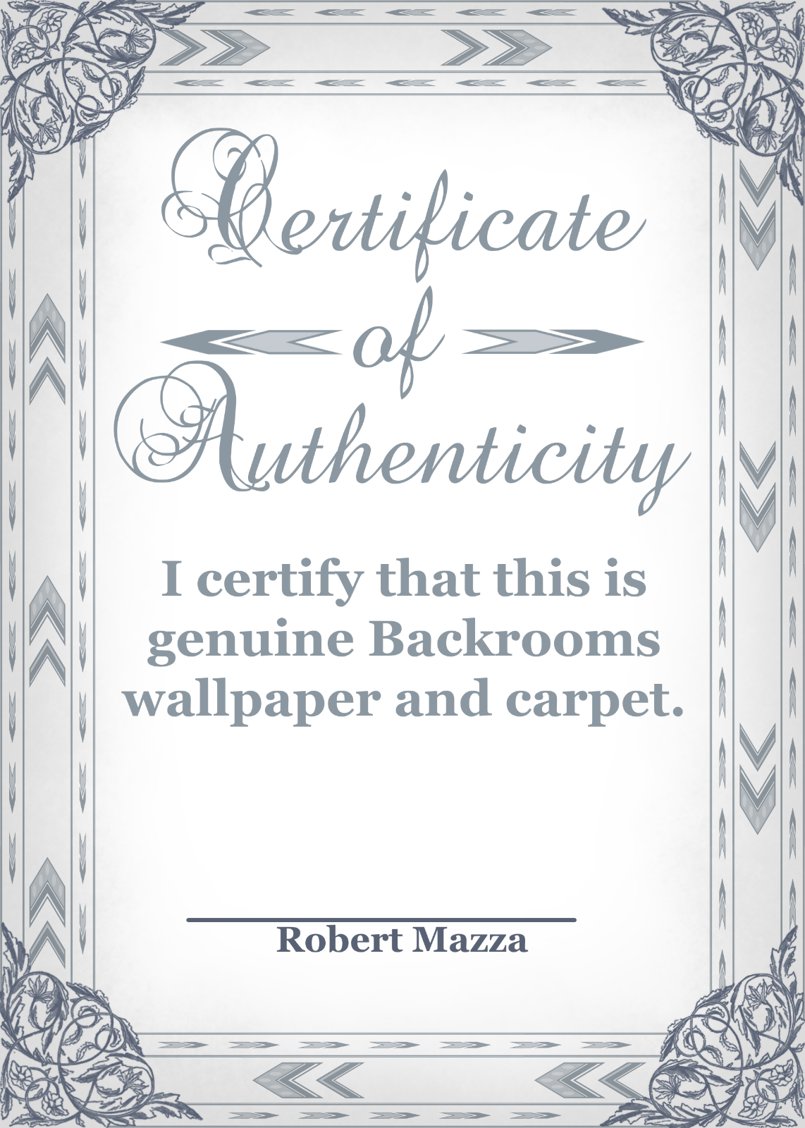 The Backrooms Authentic Carpet and Wallpaper Plaque with Certificate of Auth.