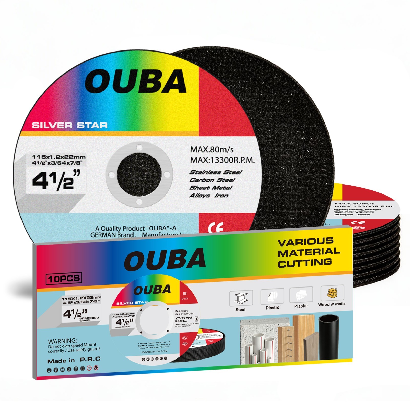 10 Pack Cut Off Wheels 4-1/2" Metal & Stainless Steel Angle Grinder Cutting Disc