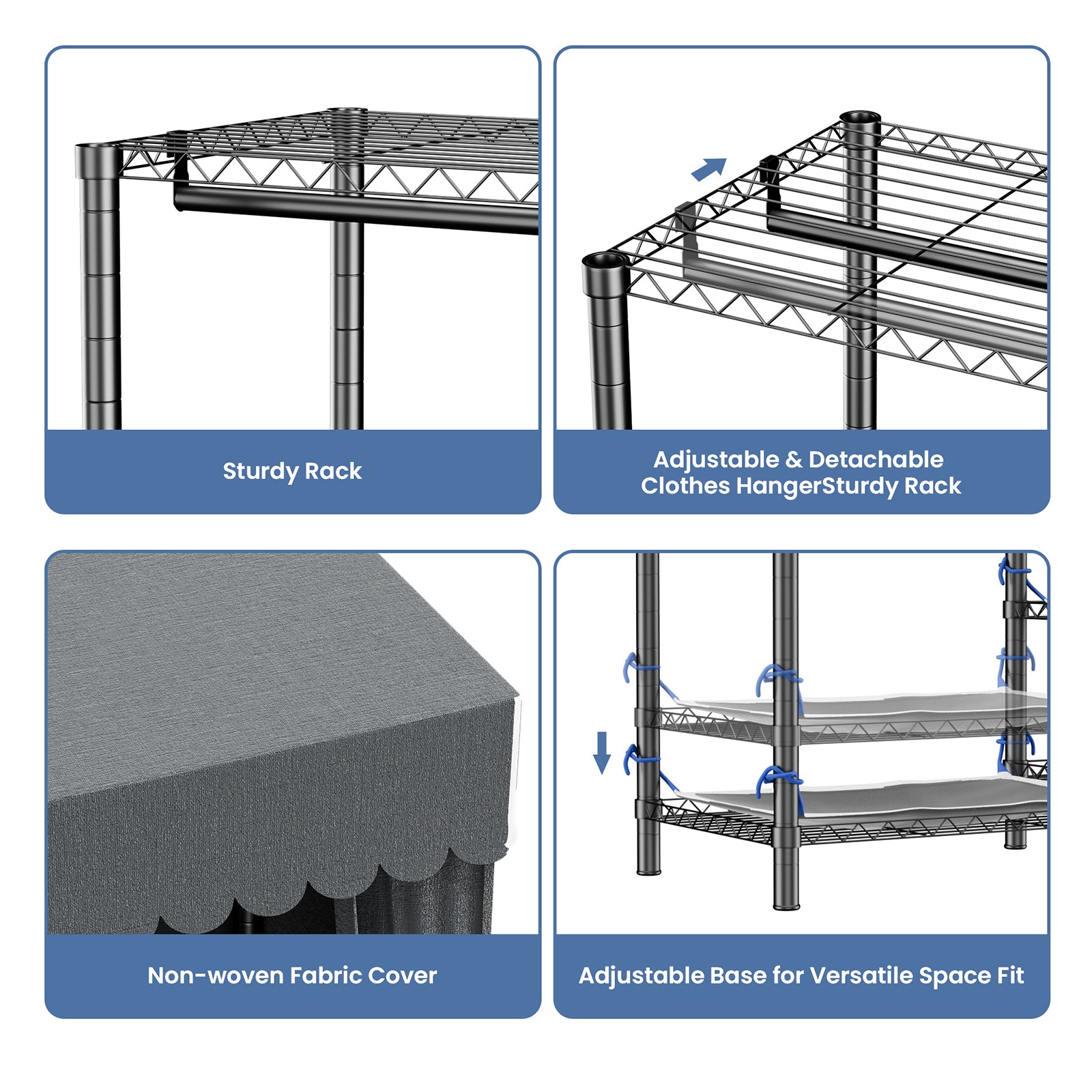 Garment Rack Hanging Rack Heavy Duty ClothesRack Adjustable Closet Organizer