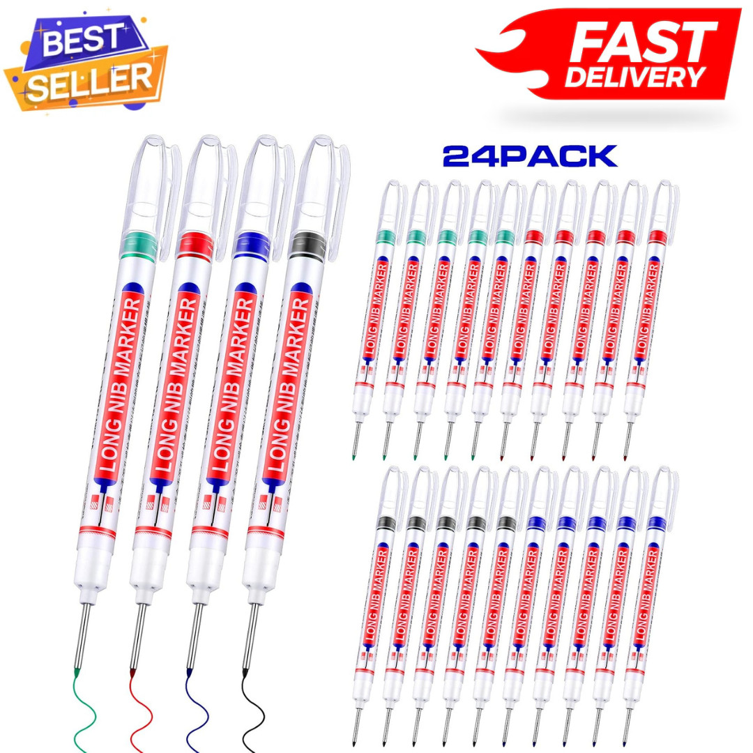 6/10/24 Pieces Deep Hole Marker Pens 20 mm Deep Drill Hole Long Nib Marker Multi