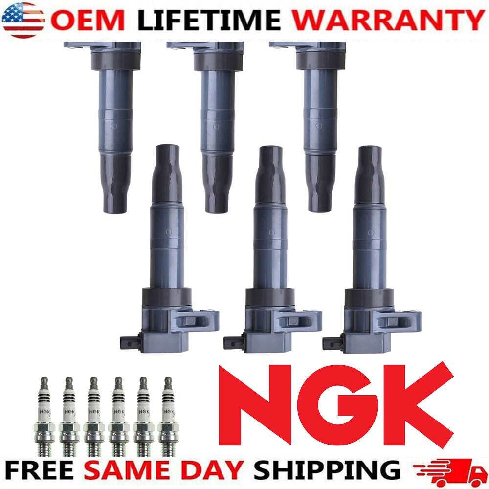 6 Ignition Coil & NGK Iridium Spark Plug for Hyundai Santa Fe Kia Sorento UF546