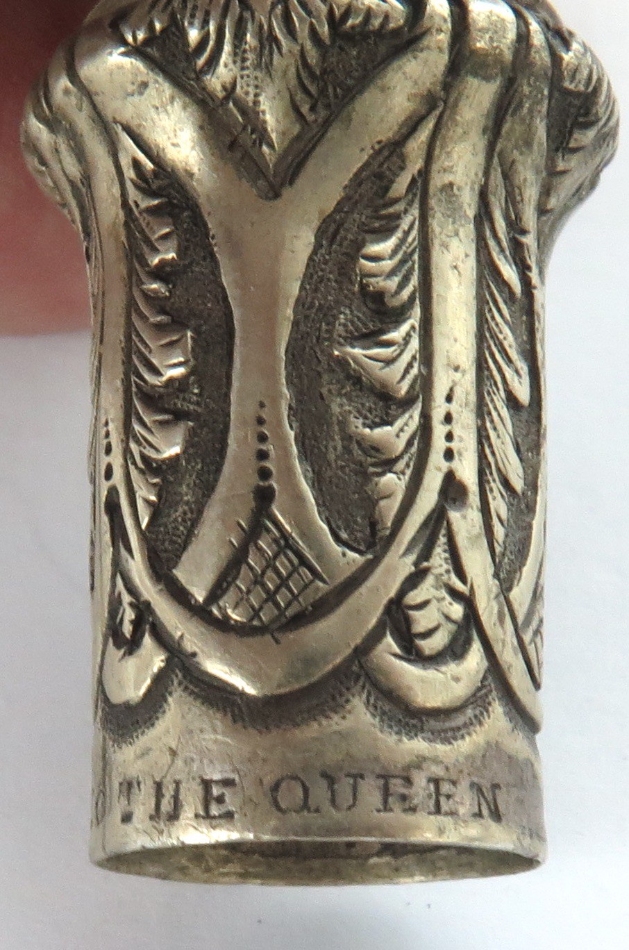 1800s Superb Fox Hunt Theme Riding Crop Finial by "Ashford, Maker to The Queen"