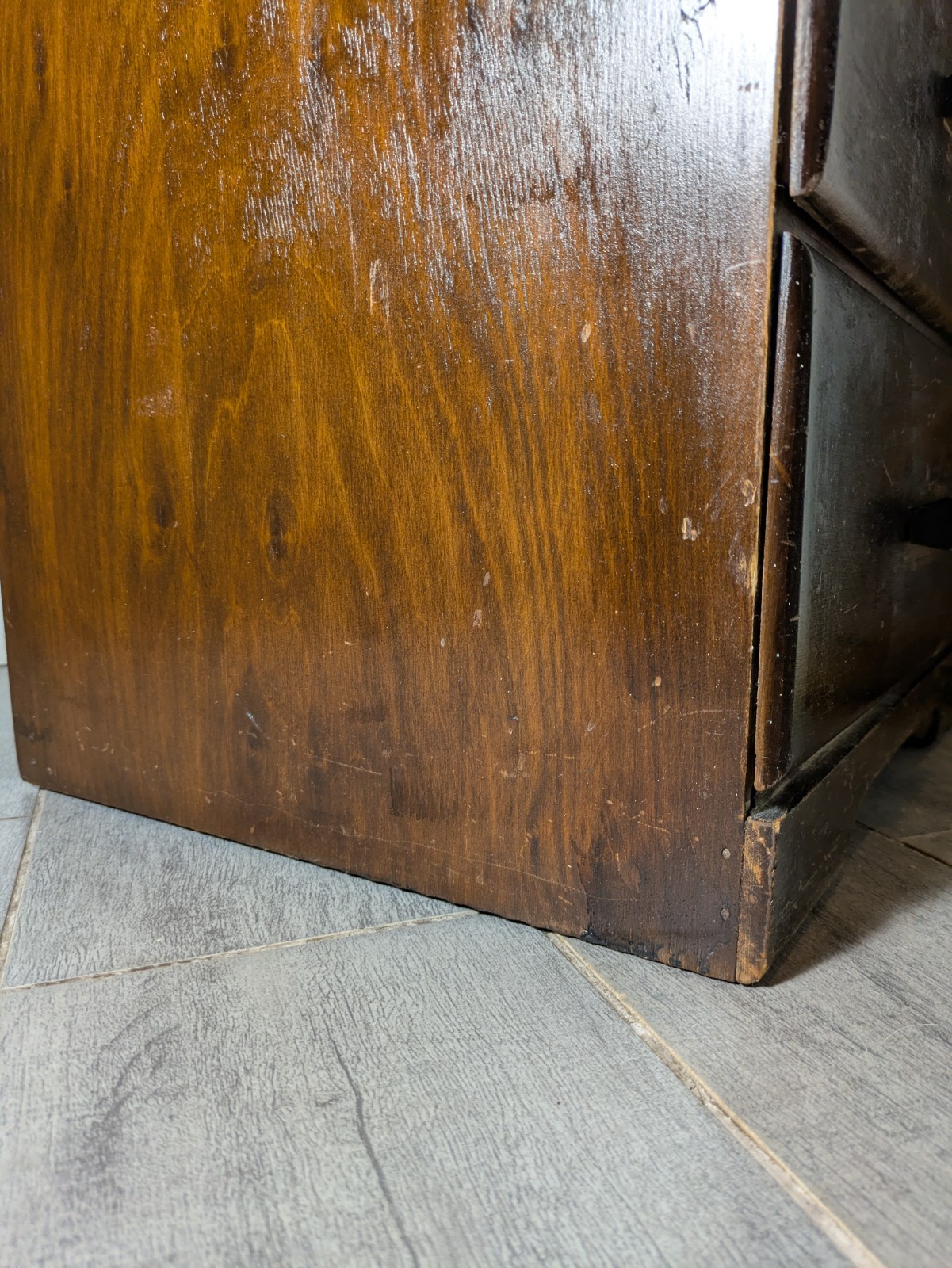 Vintage Art Deco Wood 5-Drawer Narrow Tallboy Dresser Lingerie Chest Cabinet N23