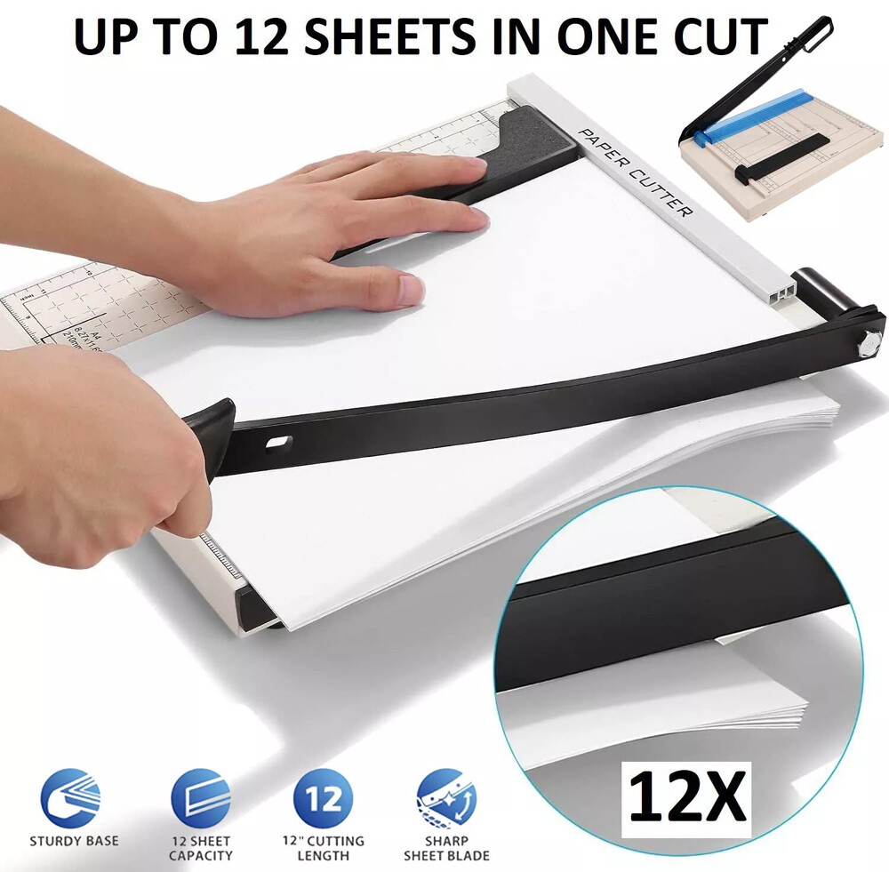 A4 Guillotine Paper Cutter (12" x 10"), Paper Trimmer with Multi Sheet Capacity