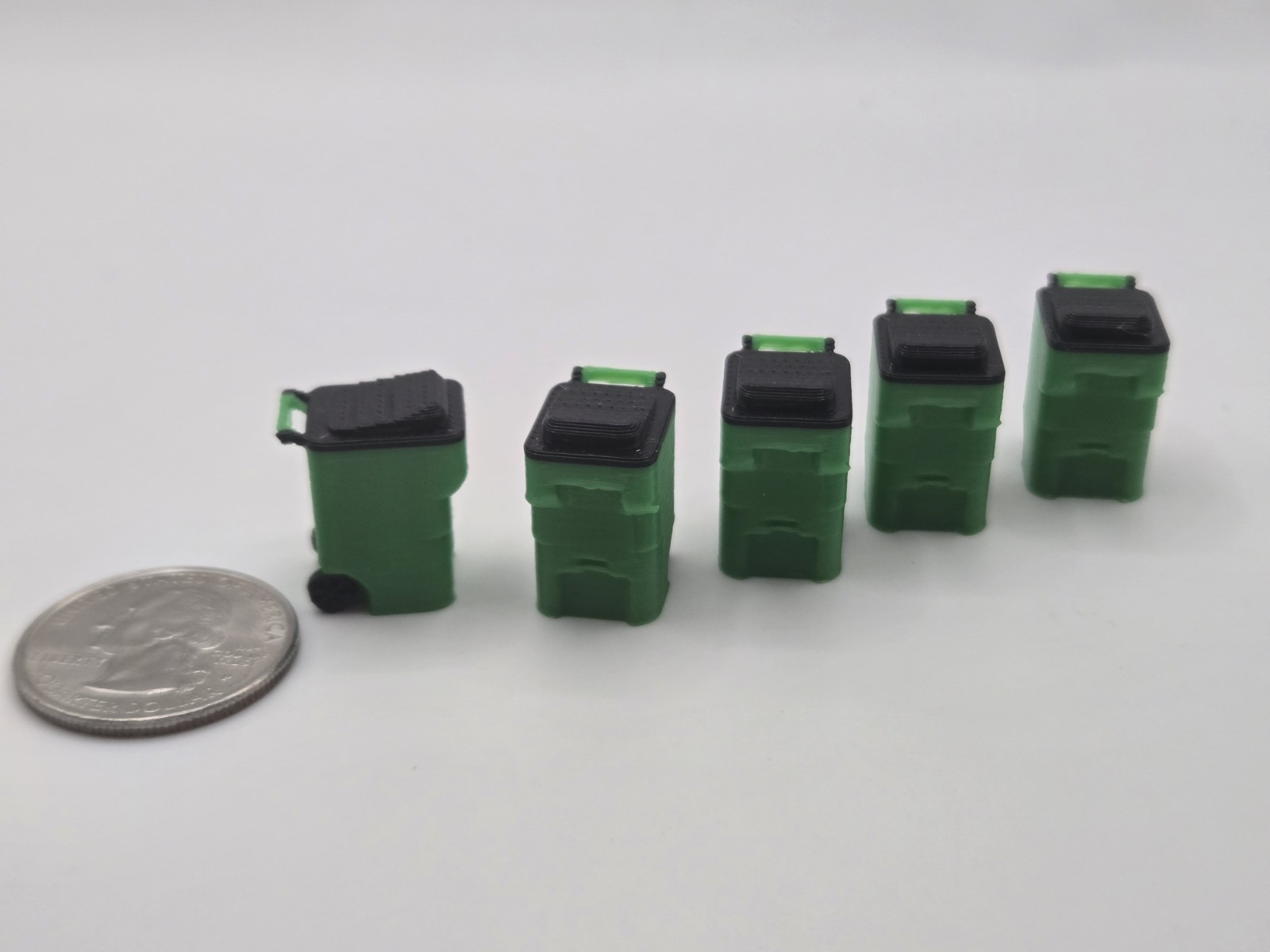 1/64 Scale Trash Bins *5 Pack* in Green