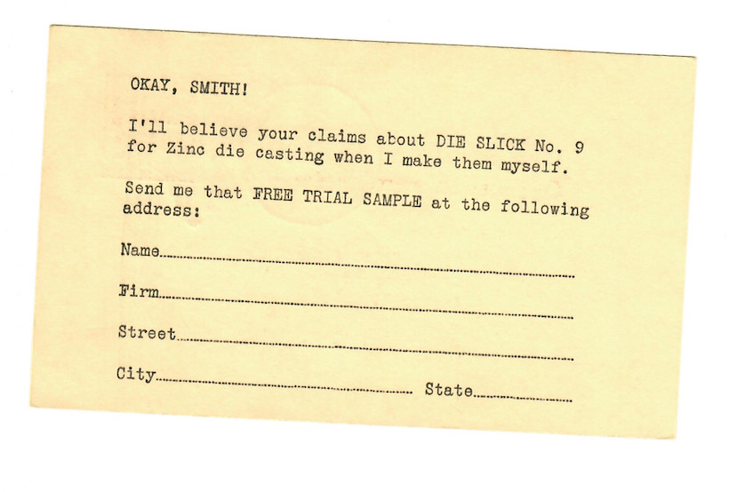 1934 NY Washington RPO Postal Card Die Slick Zinc Die Casting Advertising (C085)