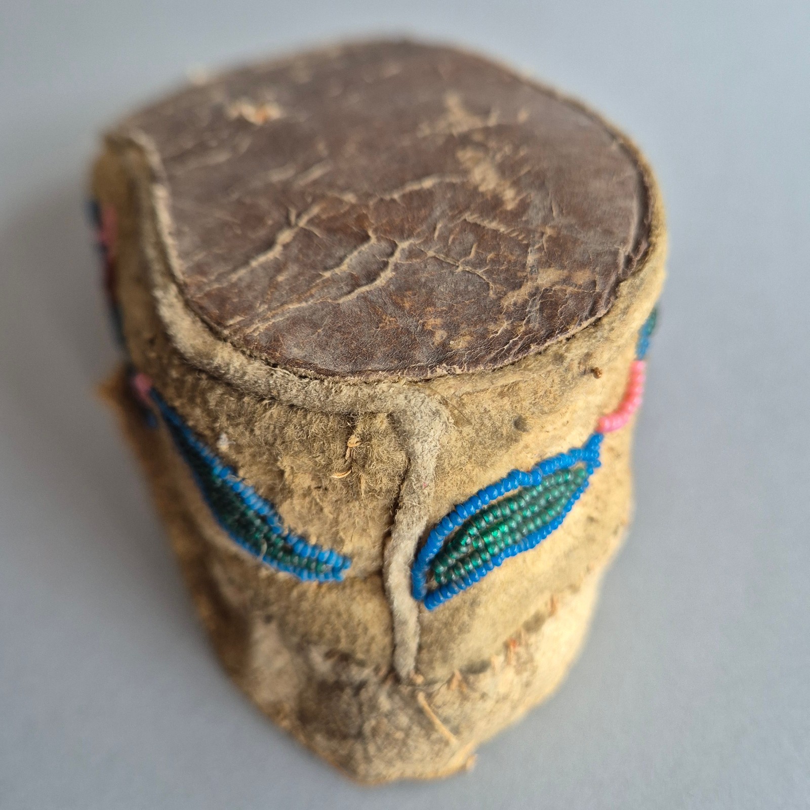 Antique SINGLE Cree/Ojibwe Buffalo Hide Moccasin, 1870s, ex-Gen. Charles F. ROE