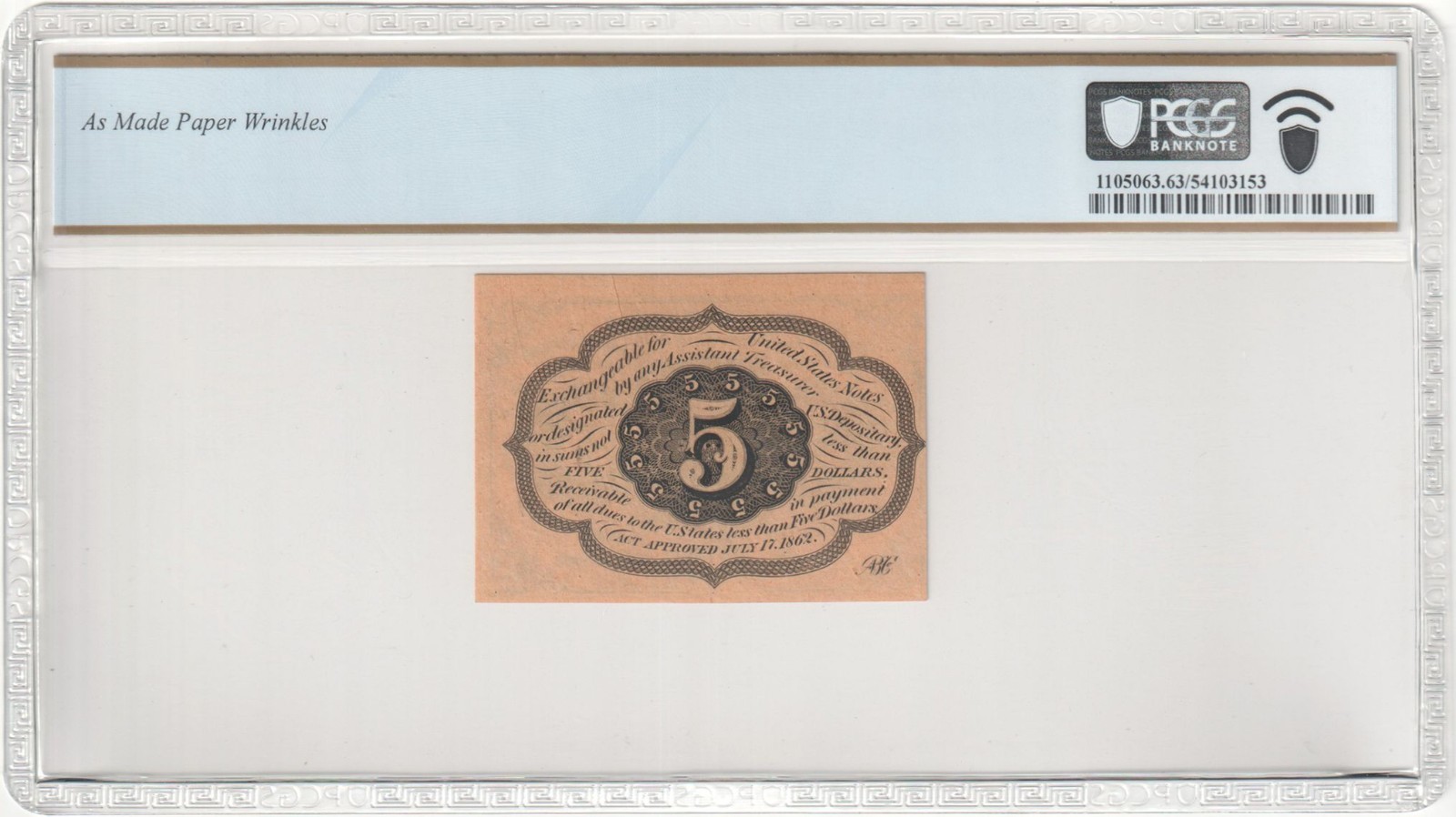 FR-1230 $0.05 First Issue Fractional Currency - 5 Cents - CHOICE UNC PCGS 63 PPQ